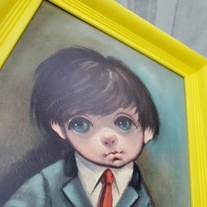Big Eyed Boy Lithograph Yellow Framed Prints by Ozz Franca from the 1960…